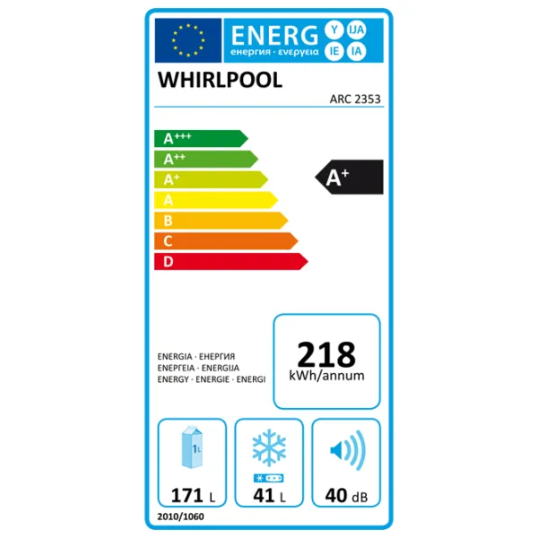 Frigider Whirlpool ARC 2353 cu congelator sus 212 l / 141 cm / White photo 5