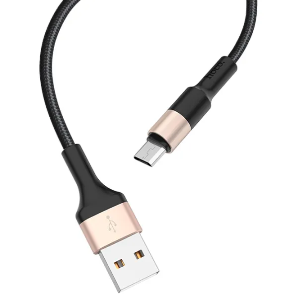 Cablu pentru telefon X26 Hoco USB Type-A + microUSB 1 m/ Black photo 2