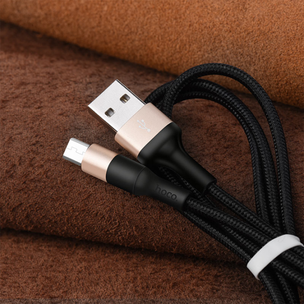 Cablu pentru telefon X26 Hoco USB Type-A + microUSB 1 m/ Black photo 4
