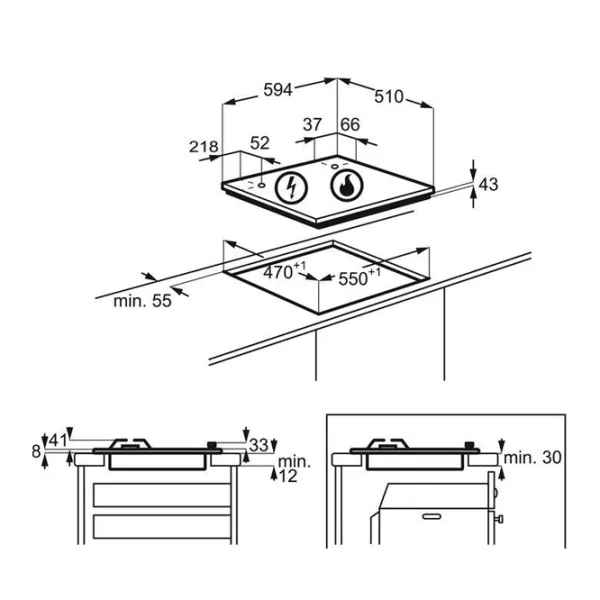 Plită încorporabilă pe gaz Zanussi ZGH62414XA Inox/ Inox photo 4