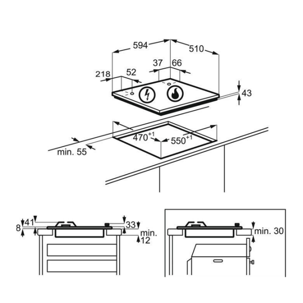 Plită încorporabilă pe gaz Zanussi ZGH62414XA Inox/ Inox photo 4