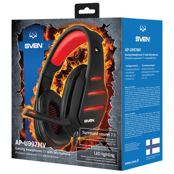 Căști Sven AP U997MV Red Black Cu fir/ Gaming photo 5