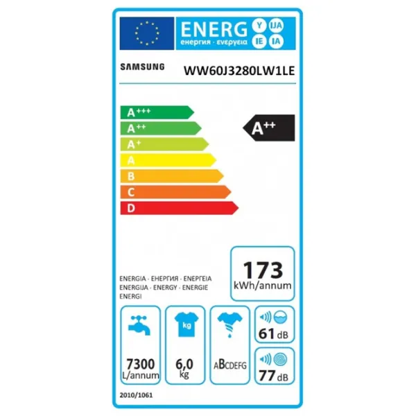 Mașină de spălat Samsung WW60J3280LW1LE 6 kg / 1200 rpm / White photo 5