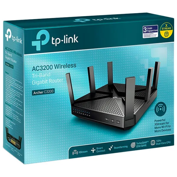 Wi-Fi Router TP-Link Archer C3200 600 Mbit/ s/ 1300 Mbit/ s/ Black photo 6 Wi-Fi Router TP-Link Archer C3200 600 Mbit/ s/ 1300 Mbit/ s/ Black photo 6