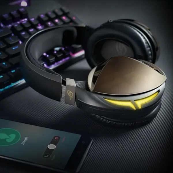 Наушники Asus ROG Strix Fusion 700 Золотой Черный Беспроводные/ Игровой photo 8 Наушники Asus ROG Strix Fusion 700 Золотой Черный Беспроводные/ Игровой photo 8
