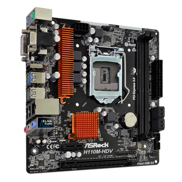Материнская плата ASRock H110M-HDV R3.0 Игровая/ mATX/ Intel H110 photo 2 Материнская плата ASRock H110M-HDV R3.0 Игровая/ mATX/ Intel H110 photo 2