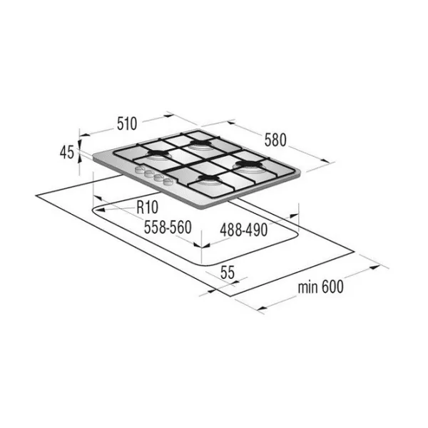 Plită Gorenje G 6N40 IW (PVK42K-1V) Gaz/ White photo 2