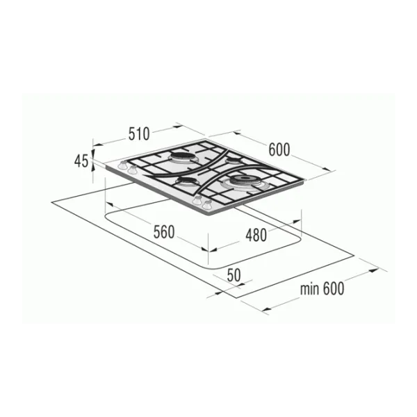 Plită încorporabilă pe gaz Gorenje GW 65 CLB (GDW600) Oțel emailat/ Black photo 4