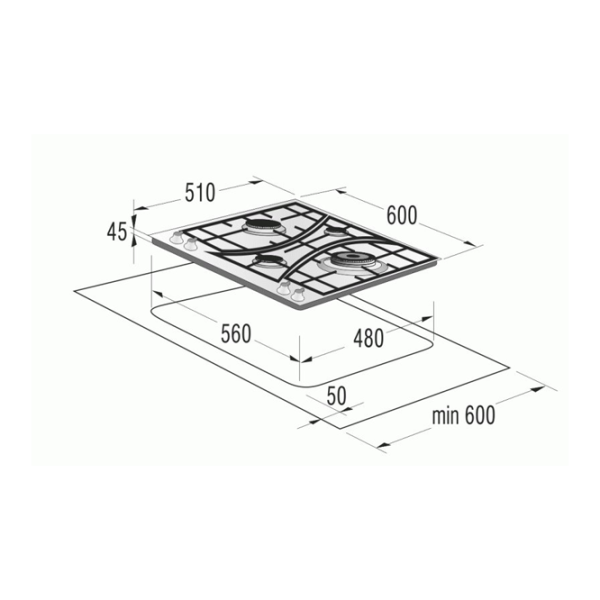 Plită încorporabilă pe gaz Gorenje GW 65 CLB (GDW600) Oțel emailat/ Black photo 4