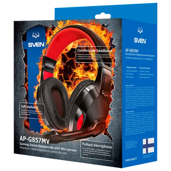 Căști Sven AP G857MV Red Black Cu fir/ Gaming photo 3