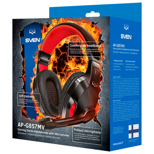 Căști Sven AP G857MV Red Black Cu fir/ Gaming photo 3