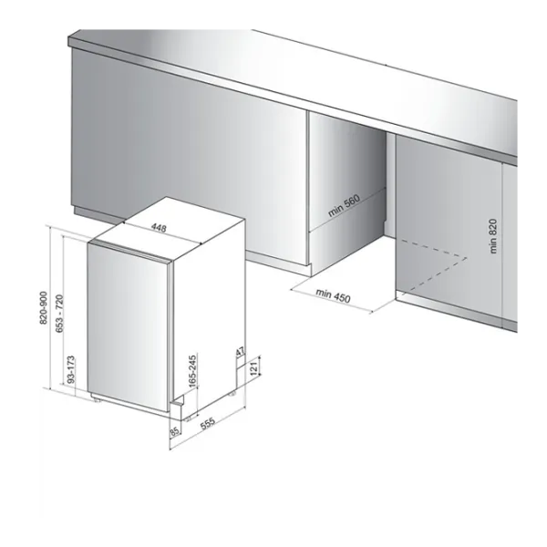 Посудомоечная машина Hotpoint-Ariston HSIE 2B0 Узкая/ Белый photo 2