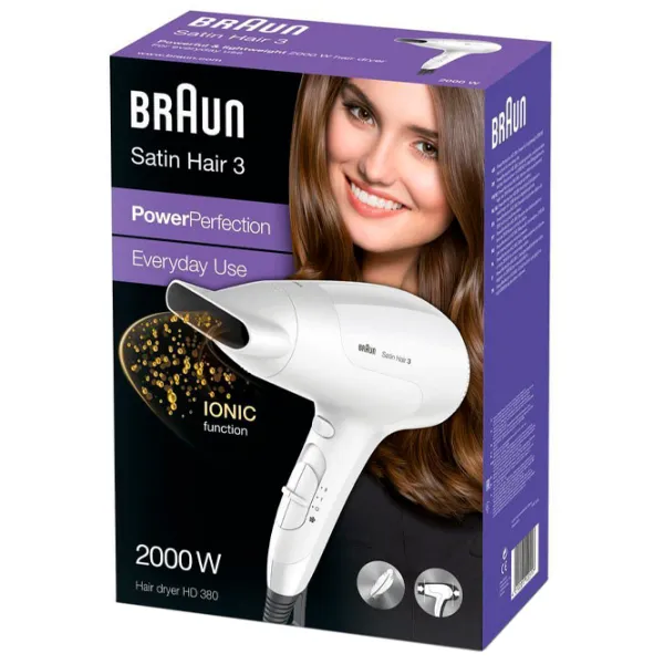 Uscător de păr Braun HD380 2000 W / White photo 5