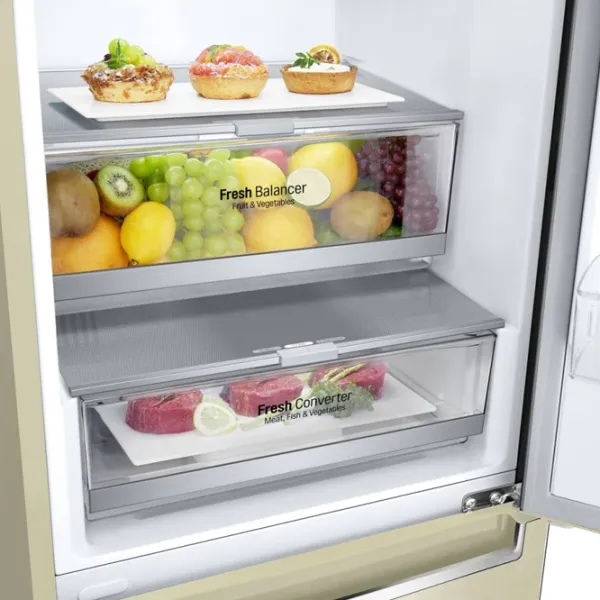 Frigider LG GA-B509SEDZ cu congelator jos 384 l / 203 cm / Beige photo 8