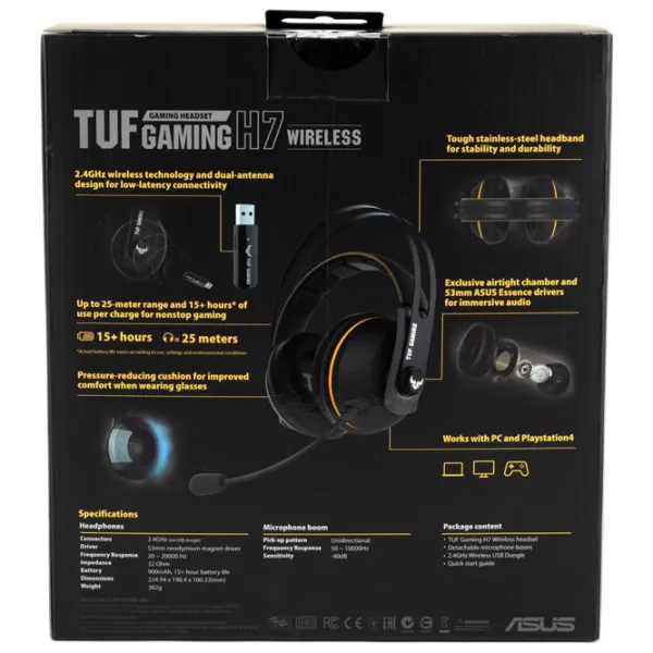Căști Asus Tuf H7 Black Yellow Cu fir/ Gaming photo 5 Căști Asus Tuf H7 Black Yellow Cu fir/ Gaming photo 5