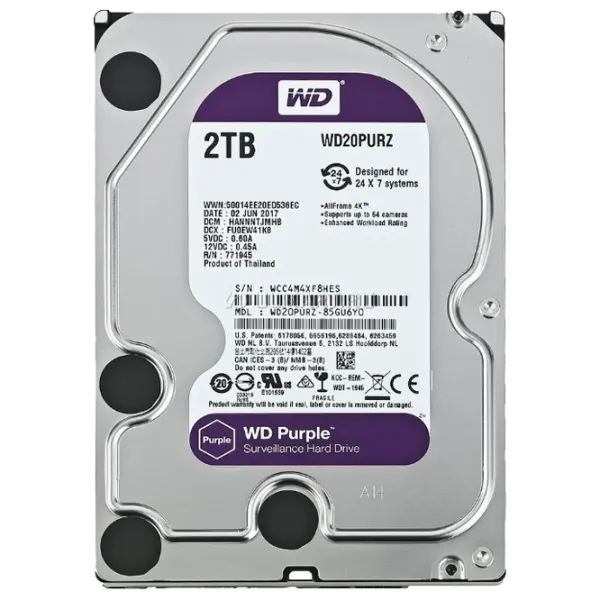 HDD Western Digital Purple 2 ТБ WD20PURZ/ Серебристый photo 2