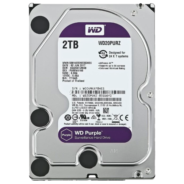 HDD Western Digital Purple 2 ТБ WD20PURZ/ Серебристый photo 2