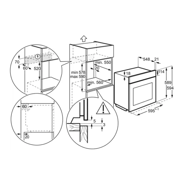 Cuptor Electrolux EOC5E70X Încorporabilă/ 2790 W/ Black photo 2 Cuptor Electrolux EOC5E70X Încorporabilă/ 2790 W/ Black photo 2