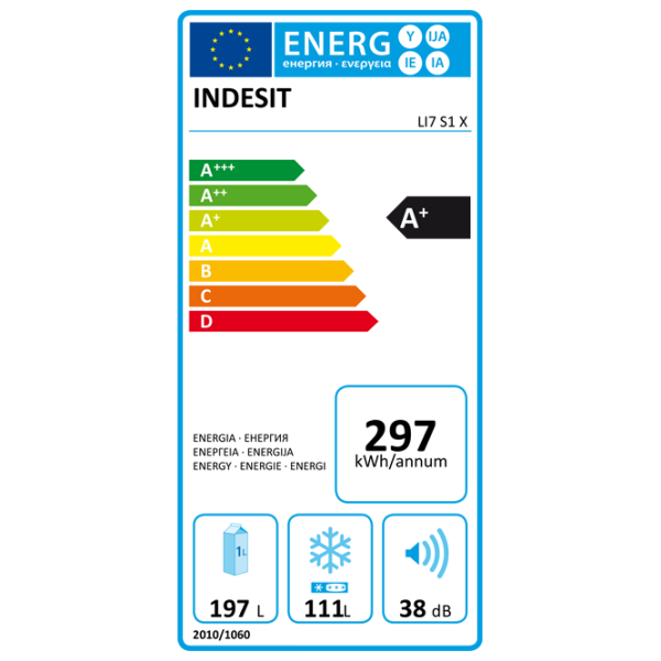 Frigider Indesit LI7 S1 X  308 l / 176 cm / Inox photo 5