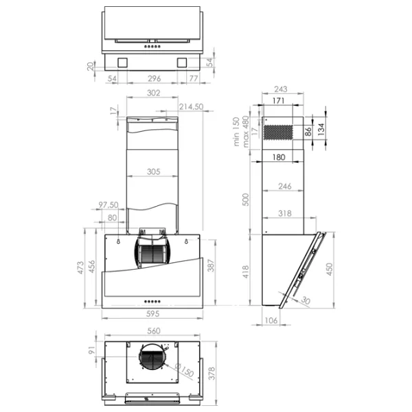 Hotă Gorenje WHI 6 SYW Înclinată/ White/ Gray photo 6