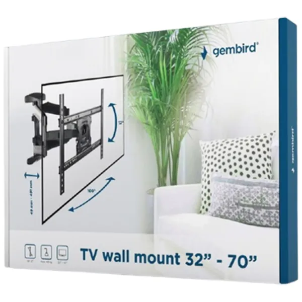 Suport TV Gembird WM-70RT-01 VESA 600 x 400 mm photo 2