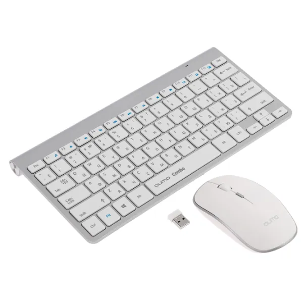Tastatura & Mouse Qumo Combo Fără fir/ White photo 5