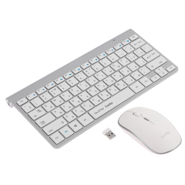 Tastatura & Mouse Qumo Combo Fără fir/ White photo 5