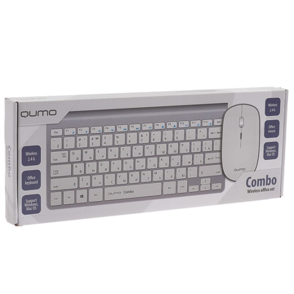 Tastatura & Mouse Qumo Combo Fără fir/ White photo 14