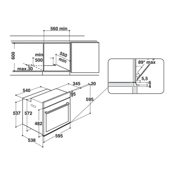Cuptor încorporabil Whirlpool W9 OP2 4S2 H 3650 W/ Black photo 7