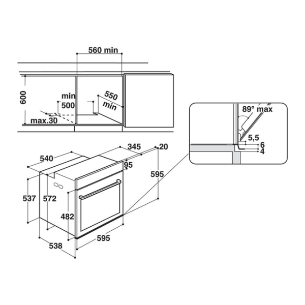 Cuptor încorporabil Whirlpool W9 OP2 4S2 H 3650 W/ Black photo 7