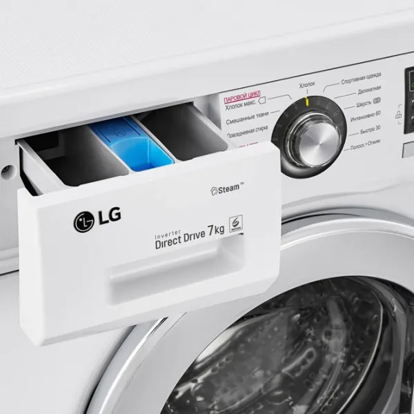 Стиральная машина LG F12M7HDS3 Direct Drive/Steam/6 Motion DD/7 кг/Белый photo 10 Стиральная машина LG F12M7HDS3 Direct Drive/Steam/6 Motion DD/7 кг/Белый photo 10