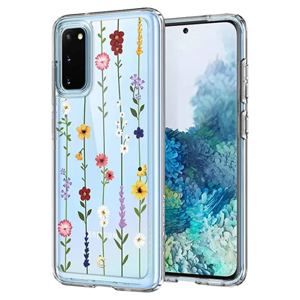 Husă pentru smartphone Samsung Galaxy S20 Spigen/ Back/ TPU/ Flowers Transparent photo 3