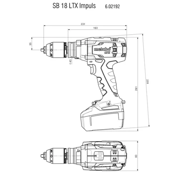 Дрель Metabo SB 18 LTX Impuls 2x4.0Ah (602192500)  / 500 об/мин photo 5