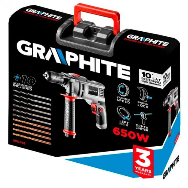 Дрель Graphite 58G736 650 Вт/ 3000 об/ мин photo 5