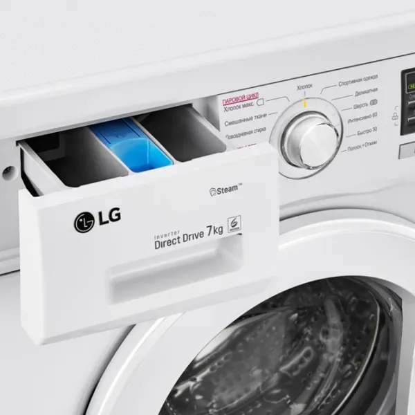 Стиральная машина LG F1296HDS0 Direct Drive/Steam/6 Motion DD/7 кг/Белый photo 9 Стиральная машина LG F1296HDS0 Direct Drive/Steam/6 Motion DD/7 кг/Белый photo 9