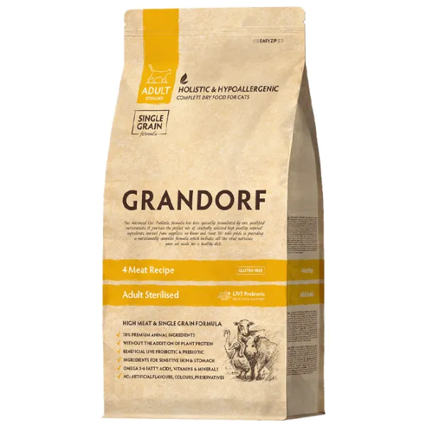 Корм для кошек Grandorf 4 Meat 5404009513045 0.4 кг/ Мясо photo 1 Корм для кошек Grandorf 4 Meat 5404009513045 0.4 кг/ Мясо photo 1