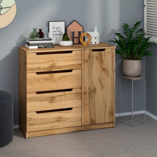 Комод Pehotin К-4+1 eco 90 x 100 x 38см/ ЛДСП/ Орех photo 2