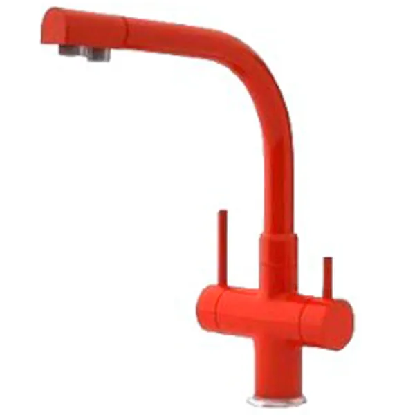Baterie pentru bucătărie Hoff 3301 Mono comandă/ pivotantă/ Alamă/ Red photo 1