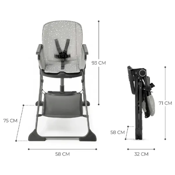 Scaun de masă KinderKraft Foldee (KHFOLD00GRY0000) 6 luni/ Gray photo 7