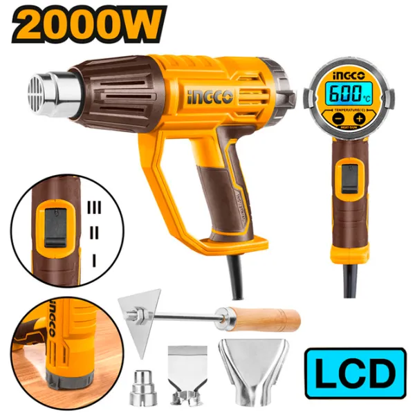 Suflantă de aer cald INGCO HG200058 2000 W/ Yellow photo 2