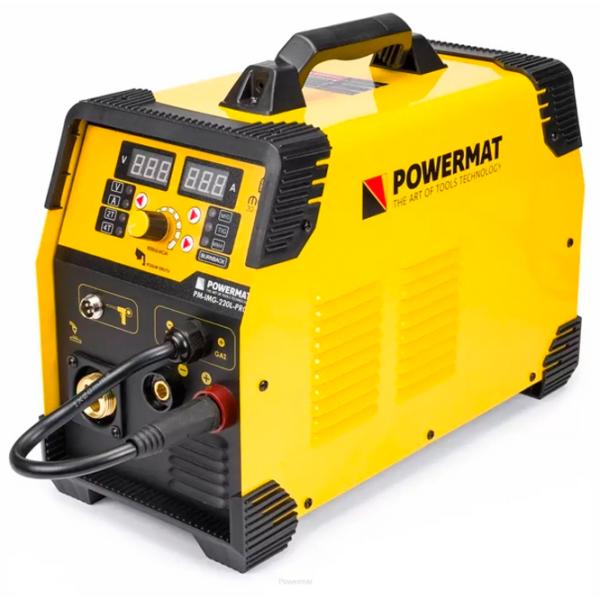 Aparat de sudat Powermat PM-IMG-220L-PRO 230 V semiautomat (MIG/ MAG), cu electrod (MMA), cu gaz inert (TIG)/ Yellow photo 4