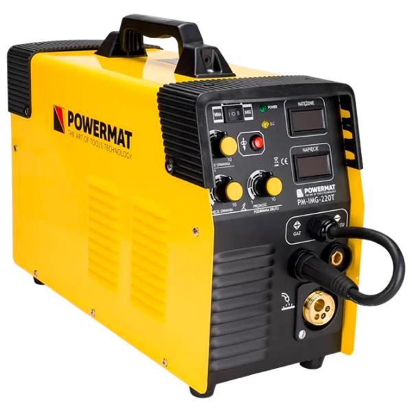 Aparat de sudat Powermat PM-IMG-220T 230 V semiautomat (MIG/ MAG), cu electrod (MMA), cu gaz inert (TIG)/ Yellow photo 1