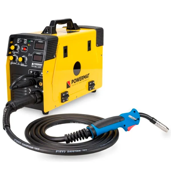 Aparat de sudat Powermat PM-IMG-220T 230 V semiautomat (MIG/ MAG), cu electrod (MMA), cu gaz inert (TIG)/ Yellow photo 2
