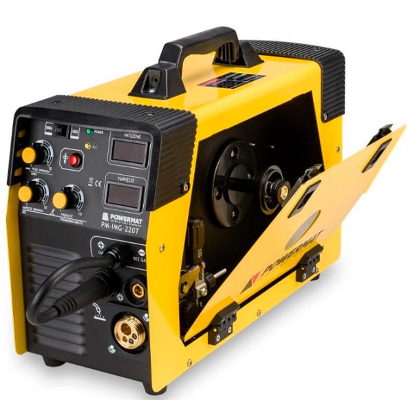 Aparat de sudat Powermat PM-IMG-220T 230 V semiautomat (MIG/ MAG), cu electrod (MMA), cu gaz inert (TIG)/ Yellow photo 3