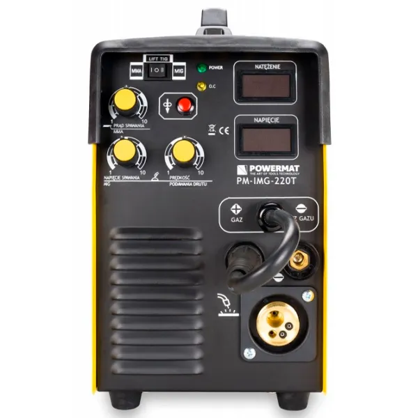 Aparat de sudat Powermat PM-IMG-220T 230 V semiautomat (MIG/ MAG), cu electrod (MMA), cu gaz inert (TIG)/ Yellow photo 4