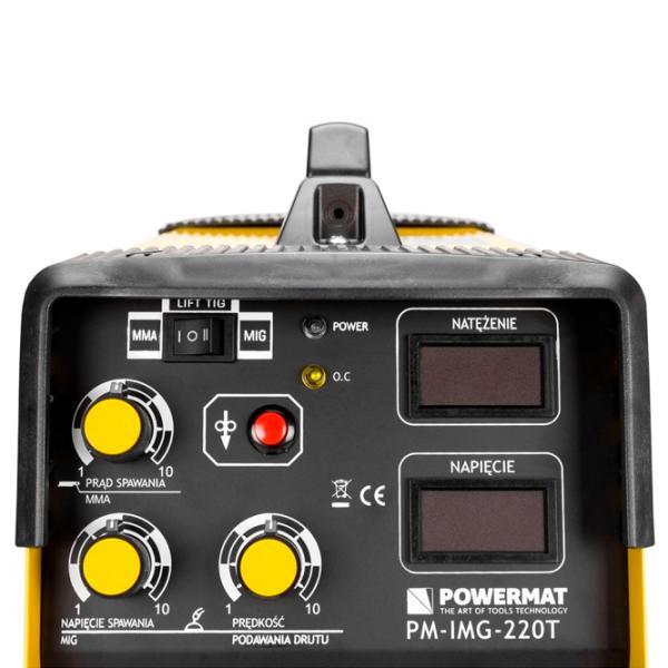 Aparat de sudat Powermat PM-IMG-220T 230 V semiautomat (MIG/ MAG), cu electrod (MMA), cu gaz inert (TIG)/ Yellow photo 8