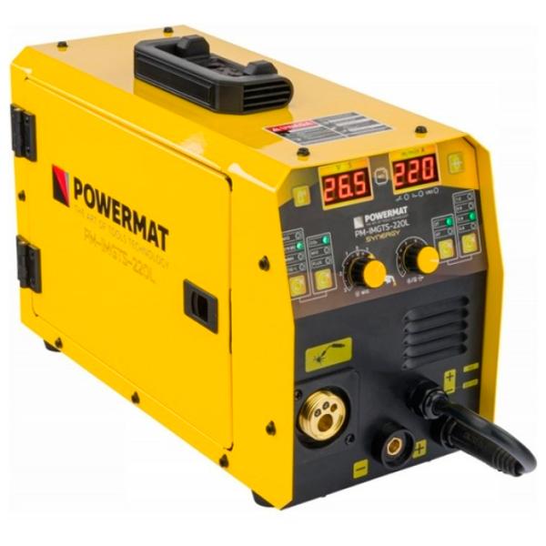 Aparat de sudat Powermat PM-IMGTS-220L 230 V semiautomat (MIG/ MAG), cu electrod (MMA), cu gaz inert (TIG)/ Yellow photo 1