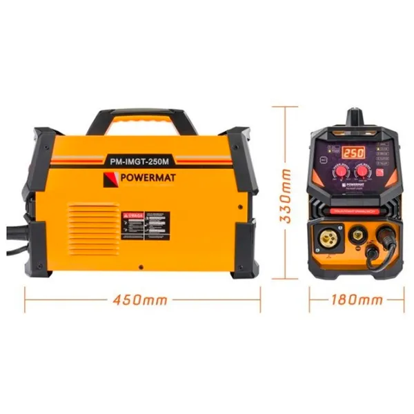 Aparat de sudat Powermat PM-IMGT-250M 230 V cu electrod (MMA), semiautomat (MIG/ MAG)/ Orange photo 5