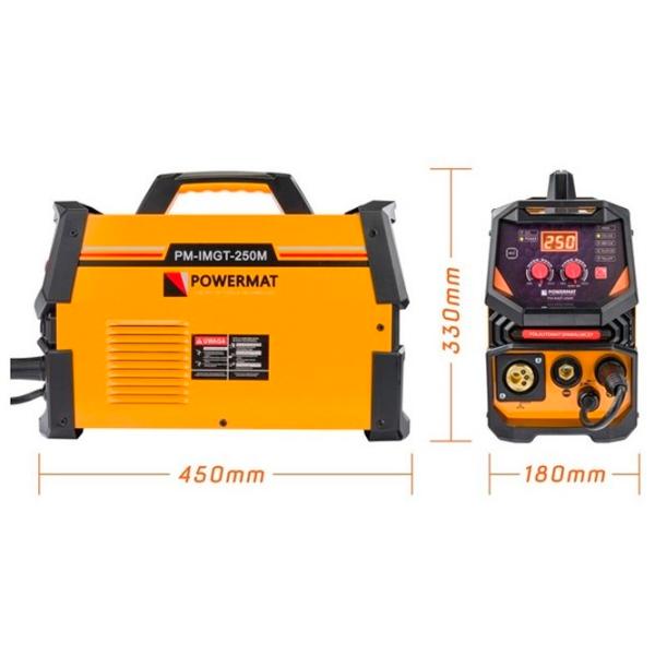 Aparat de sudat Powermat PM-IMGT-250M 230 V cu electrod (MMA), semiautomat (MIG/ MAG)/ Orange photo 5