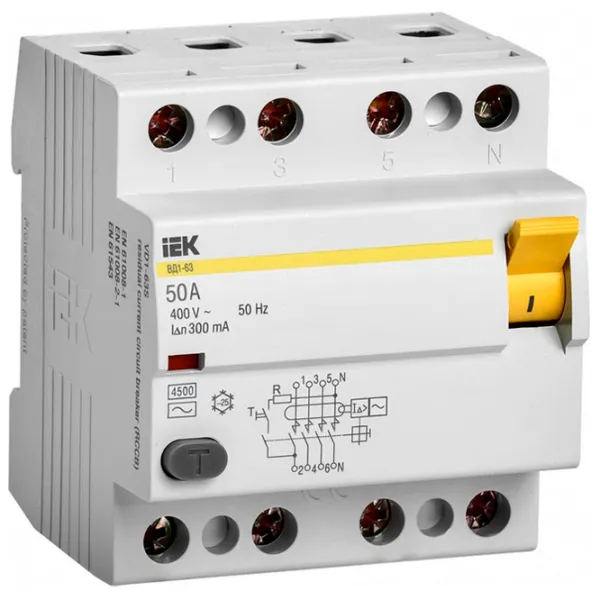 Дифференциальные автоматы IEK MDV10-4-050-300 50 A/ 400 В photo 1